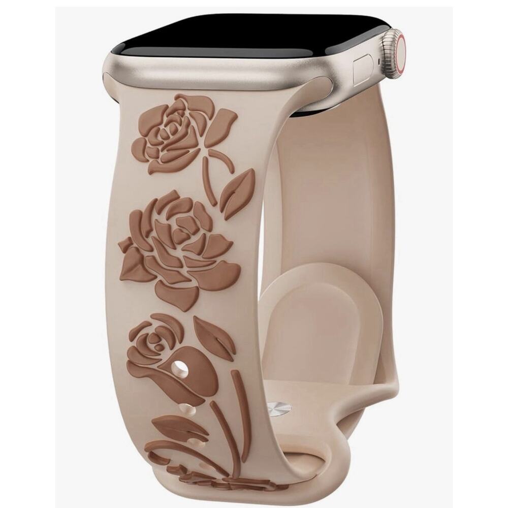 Floral Engraved Band Compatible with Apple Watch 38/40/41mm